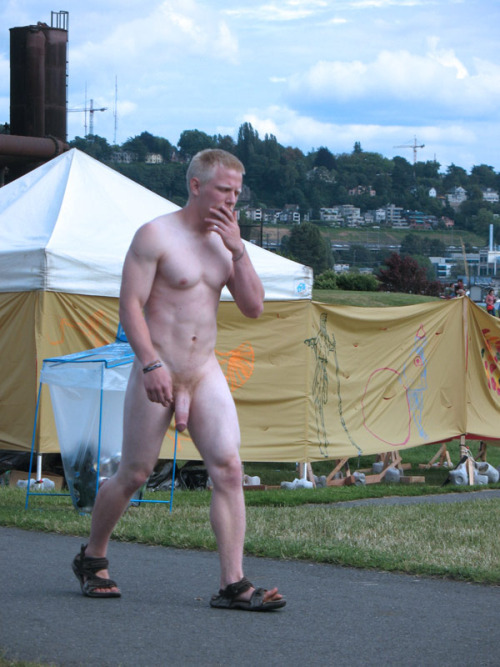 Blonde Naked Festival Guy Exposes Huge Dick In Public Guys Lair